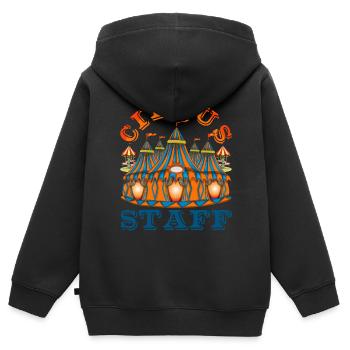 Amateur de cirque Artiste de cirque Cadeau Cirque - Sweat Premium à capuche zippé enfant bio - noir - Dos - AI Model Kid Male (0cm)