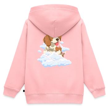 Dog Lover Clouds Chiens Cadeau Beagle - Sweat Premium à capuche zippé enfant bio - rose - Dos - AI Model Kid Female (0cm)