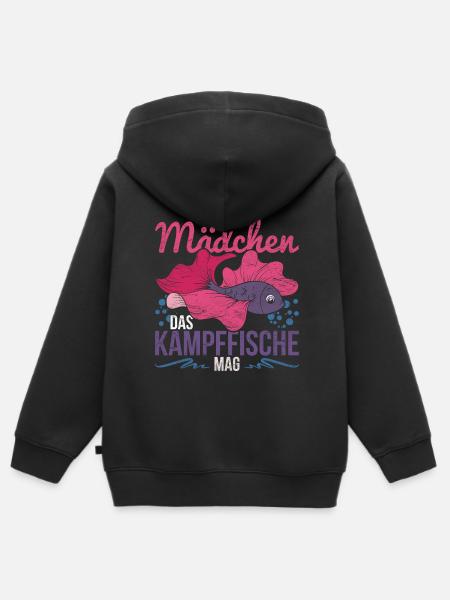 Nur ein Mädchen das Kampffische mag Kampffisch - Kinder Premium Organic Zip Hoodie - Schwarz