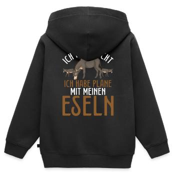 Tierliebhaber Landwirt Lustiges Geschenk Esel - Kinder Premium Organic Zip Hoodie - Schwarz - Hinten - AI Model Kid Male (0cm)