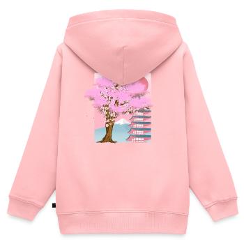 Japan Aesthetics Sakura Tree Gift Cherry Blossom - Kids Premium Organic Zip-up Hoodie - rose - Back - AI Model Kid Female (0cm)