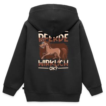 Reiterhof Pferdesport Lustiges Geschenk Pferd - Kinder Premium Organic Zip Hoodie - Schwarz - Hinten - AI Model Kid Male (0cm)