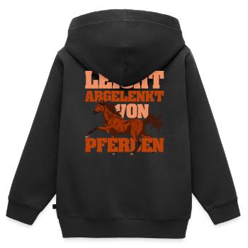 Reiterhof Pferdesport Reiter Geschenk Pferd - Kinder Premium Organic Zip Hoodie - Schwarz - Hinten - AI Model Kid Male (0cm)