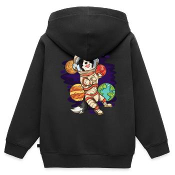Univers Chiens Cadeau Astronaute Border Collie - Sweat Premium à capuche zippé enfant bio - noir - Dos - AI Model Kid Male (0cm)