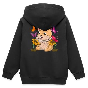 Cadeau d’animal de tournesol Hamster papillon - Sweat Premium à capuche zippé enfant bio - noir - Dos - AI Model Kid Male (0cm)