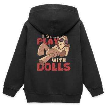 Je joue encore avec des poupées sorcellerie vaudou - Sweat Premium à capuche zippé enfant bio - noir - Dos - AI Model Kid Male (0cm)