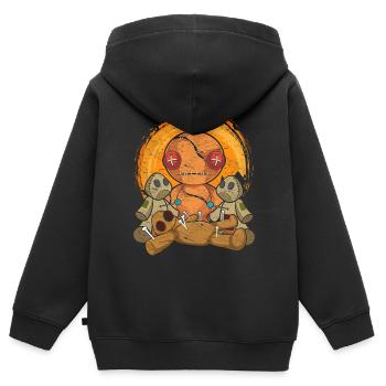 Effrayant Wiccan Witch Cadeau Poupée Vaudou - Sweat Premium à capuche zippé enfant bio - noir - Dos - AI Model Kid Male (0cm)