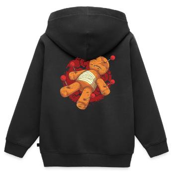 Magie Vaudou Sorcière Cadeau Poupée Vaudou - Sweat Premium à capuche zippé enfant bio - noir - Dos - AI Model Kid Male (0cm)