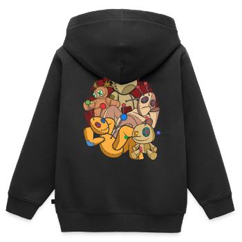 Cadeau de sort vaudou Wiccan sorcière Poupée vaudou - Sweat Premium à capuche zippé enfant bio - noir - Dos - AI Model Kid Male (0cm)