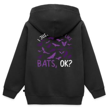 J’aime juste les chauves-souris Ok chauve-souris animale - Sweat Premium à capuche zippé enfant bio - noir - Dos - AI Model Kid Male (0cm)