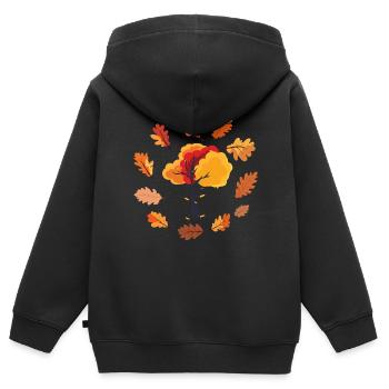 Nature Feuilles caduques Feuillage Arbre Cadeau Automne - Sweat Premium à capuche zippé enfant bio - noir - Dos - AI Model Kid Male (0cm)