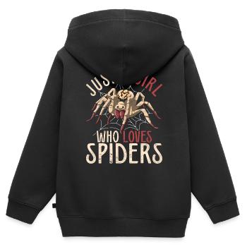 Nur ein Mädchen das Spinnen liebt Arachnide Spinne - Kinder Premium Organic Zip Hoodie - Schwarz - Hinten - AI Model Kid Male (0cm)