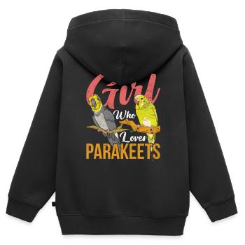 Nur ein Mädchen das Sittiche liebt Vogel Sittich - Kinder Premium Organic Zip Hoodie - Schwarz - Hinten - AI Model Kid Male (0cm)