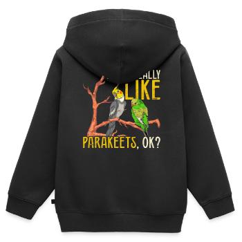 Ich mag einfach Sittiche ok Vogel Lustiges Sittich - Kinder Premium Organic Zip Hoodie - Schwarz - Hinten - AI Model Kid Male (0cm)
