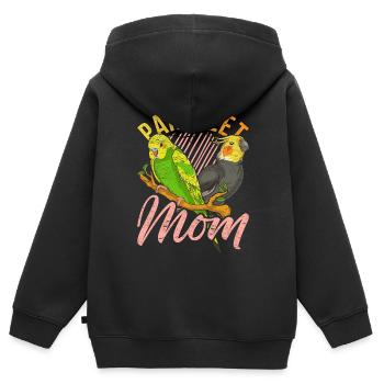 Sittich Mama Vogel Muttertag Geschenk Sittich - Kinder Premium Organic Zip Hoodie - Schwarz - Hinten - AI Model Kid Male (0cm)