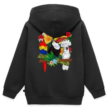 Tropischer Vogel Geschenk Kakadu Tukan Papagei - Kinder Premium Organic Zip Hoodie - Schwarz - Hinten - AI Model Kid Male (0cm)
