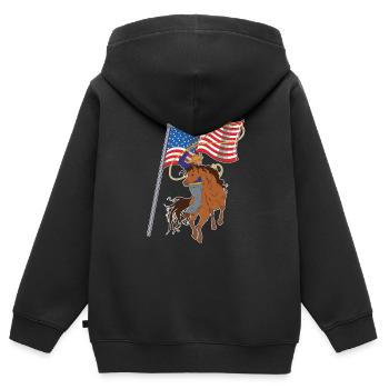 Amerikaner Pferd Lasso USA Flagge Geschenk Texas - Kinder Premium Organic Zip Hoodie - Schwarz - Hinten - AI Model Kid Male (0cm)