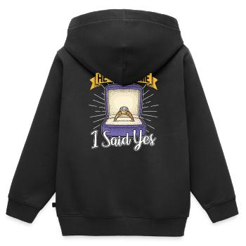 Marriage Proposal Couple Fiancée Gift Engagement - Kids Premium Organic Zip-up Hoodie - black - Back - AI Model Kid Male (0cm)