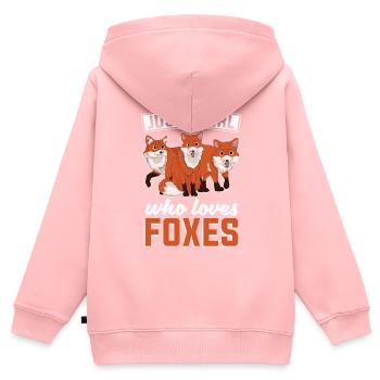 Habitant de la forêt fille cadeau renard animal des bois - Sweat Premium à capuche zippé enfant bio - rose - Dos - AI Model Kid Female (0cm)