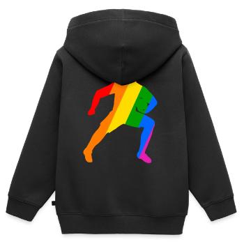 La puissance du rugby dans l’arc-en-ciel - Sweat Premium à capuche zippé enfant bio - noir - Dos - AI Model Kid Male (0cm)