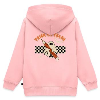 Halloween Trick ou Treat - Sweat Premium à capuche zippé enfant bio - rose - Dos - AI Model Kid Female (0cm)