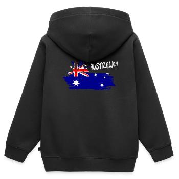 Australien Australia - Kinder Premium Organic Zip Hoodie - Schwarz - Hinten - AI Model Kid Male (0cm)