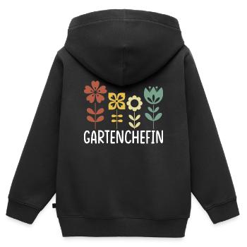Garten Gartenchefin - Kinder Premium Organic Zip Hoodie - Schwarz - Hinten - AI Model Kid Male (0cm)