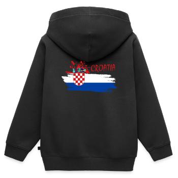 Kroatien - Kinder Premium Organic Zip Hoodie - Schwarz - Hinten - AI Model Kid Male (0cm)