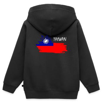 Taiwan, taiwan, Taiwandesign, Taipeh - Kinder Premium Organic Zip Hoodie - Schwarz - Hinten - AI Model Kid Male (0cm)