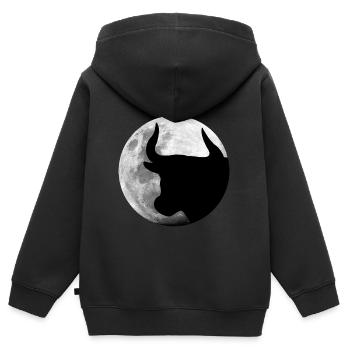 Stier im Vollmond - Kinder Premium Organic Zip Hoodie - Schwarz - Hinten - AI Model Kid Male (0cm)