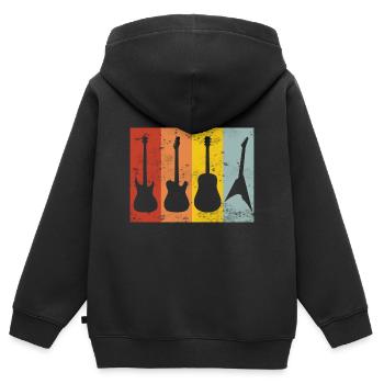 Gitarre Retro - Kinder Premium Organic Zip Hoodie - Schwarz - Hinten - AI Model Kid Male (0cm)