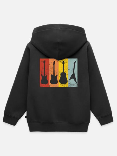 Gitarre Retro - Kinder Premium Organic Zip Hoodie - Schwarz