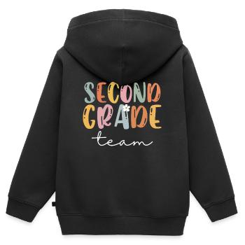 Team Second Grade Tribe Second Grade Teacher - Kids Premium Organic Zip-up Hoodie - black - Back - AI Model Kid Male (0cm)