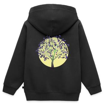 Baum, lila - Kinder Premium Organic Zip Hoodie - Schwarz - Hinten - AI Model Kid Male (0cm)