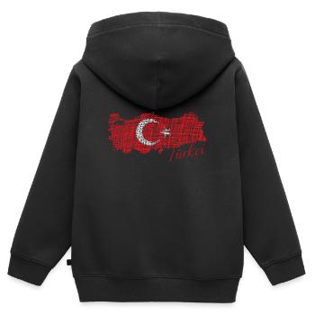 Türkei, türkische Flagge, Halbmond - Kinder Premium Organic Zip Hoodie - Schwarz - Hinten - AI Model Kid Male (0cm)