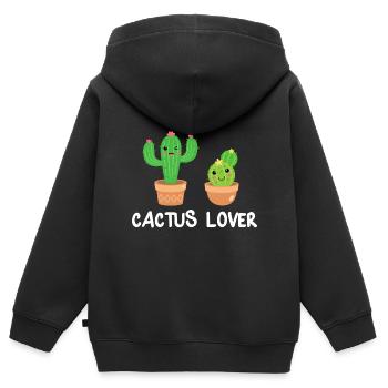 Cactus Cactus Cactus Lover Cadeau - Sweat Premium à capuche zippé enfant bio - noir - Dos - AI Model Kid Male (0cm)