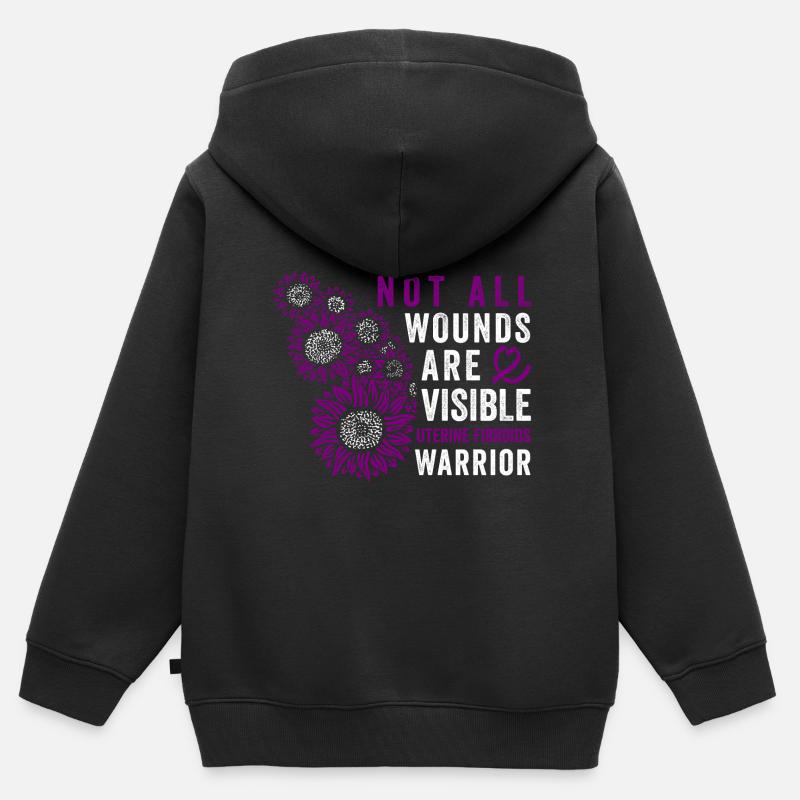 Utérus conscient Filoïde Guerrier Invisible - Sweat Premium à capuche zippé enfant bio - noir