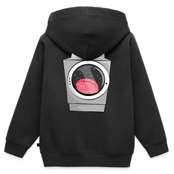 Lavage de cerveau dans la machine à laver - Sweat Premium à capuche zippé enfant bio - noir - Dos - AI Model Kid Male (0cm)
