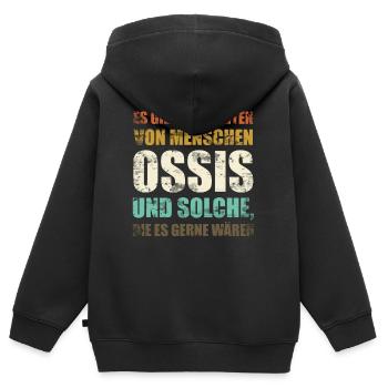 Zwei Arten von Menschen Ossis DDR Ostdeutschland - Kinder Premium Organic Zip Hoodie - Schwarz - Hinten - AI Model Kid Male (0cm)