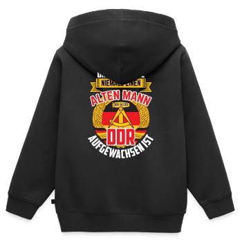 Unterschätz Niemals Alten Mann DDR Ostdeutschland - Kinder Premium Organic Zip Hoodie - Schwarz - Hinten - AI Model Kid Male (0cm)