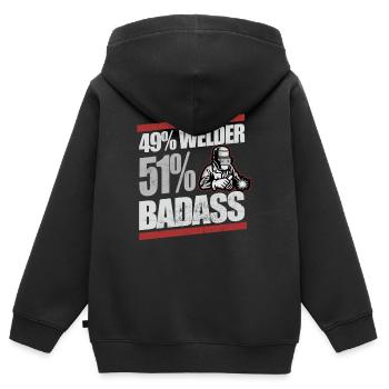Badass Welder Construction - Kinder Premium Organic Zip Hoodie - Schwarz - Hinten - AI Model Kid Male (0cm)