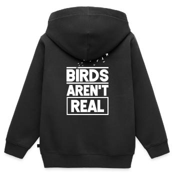 Les oiseaux ne sont pas réels - Sweat Premium à capuche zippé enfant bio - noir - Dos - AI Model Kid Male (0cm)