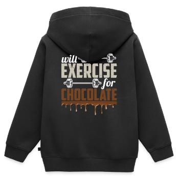 Will Exercise For Chocolate Funny Gym Workout Fitn - Kinder Premium Organic Zip Hoodie - Schwarz - Hinten - AI Model Kid Male (0cm)