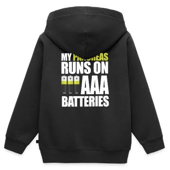 My Pancreas Runs On AAA Batteries Type 1 Diabetes - Kinder Premium Organic Zip Hoodie - Schwarz - Hinten - AI Model Kid Male (0cm)