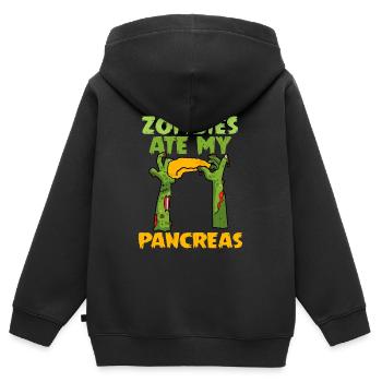 Les zombies ont mangé mon pancréas Sensibilisation au diabète de type 1 - Sweat Premium à capuche zippé enfant bio - noir - Dos - AI Model Kid Male (0cm)
