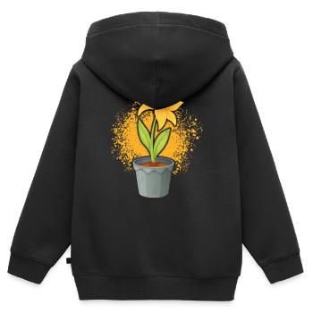 Pot de fleurs de jonquille Jardinier Fleurs jaunes - Sweat Premium à capuche zippé enfant bio - noir - Dos - AI Model Kid Male (0cm)