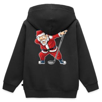 Weihnachtsmann spielt Golf Babbo Natale Golf - Kinder Premium Organic Zip Hoodie - Schwarz - Hinten - AI Model Kid Male (0cm)