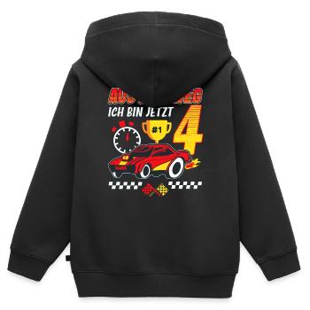 4. Geburtstag Rennwagen 4 Jahre alt Rennfahrer - Kinder Premium Organic Zip Hoodie - Schwarz - Hinten - AI Model Kid Male (0cm)