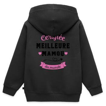 Certifié meilleure mamou du monde cadeau - Sweat Premium à capuche zippé enfant bio - noir - Dos - AI Model Kid Male (0cm)
