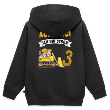 3 Jahre alt Bagger Jungen Bulldozer - Kinder Premium Organic Zip Hoodie - Schwarz - Hinten - AI Model Kid Male (0cm)